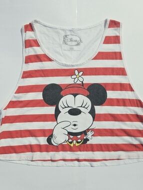 Forever 21 x Disney Red & White Striped Minnie Mouse Cropped Tank Top